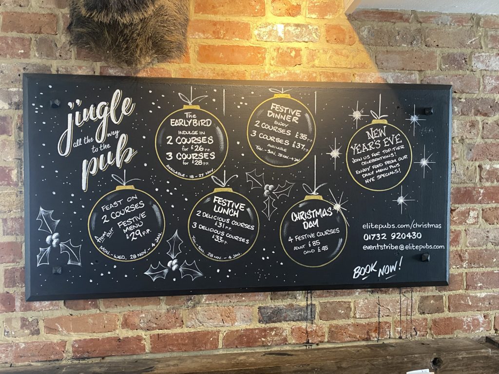 christmas blackboard traditional signwriting