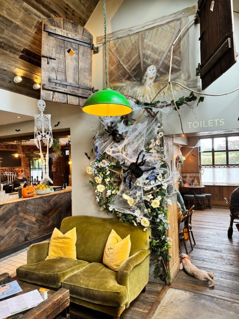 halloween decorations in a countryside pub