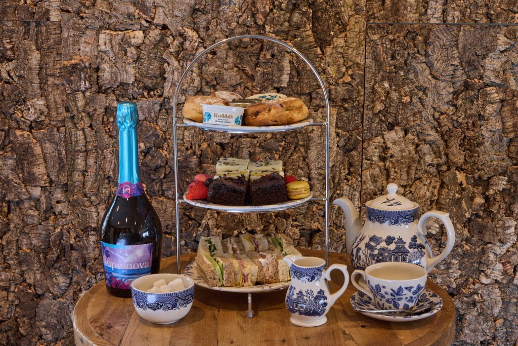 luxury afternoon tea with English sparkling wine